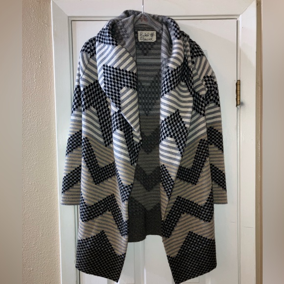 COPY - ANTHROPOLOGIE Field Flower Striped Chevron Cardigan Sweater Coat small - Picture 2 of 5